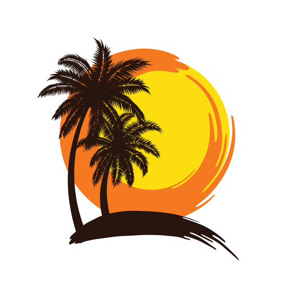Palm δέντρα ηλιοβασίλεμα - Διάνυσμα, εικόνα
