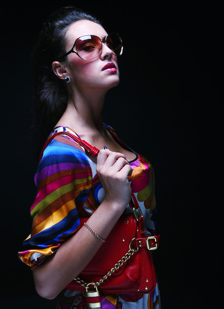 fashion model with a bag - Photo, Image