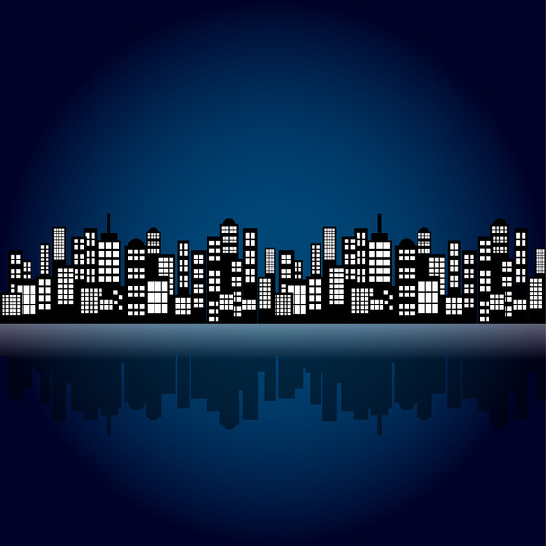 Stijl Cartoon Night City Skyline achtergrond. - Vector, afbeelding