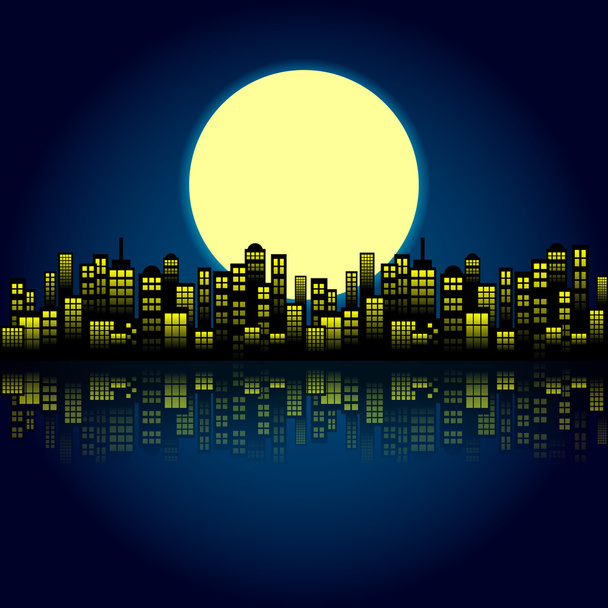 Estilo de dibujos animados Noche Ciudad Skyline Fondo
. - Vector, imagen