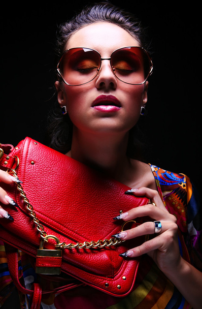 fashion model with a bag - Foto, Bild