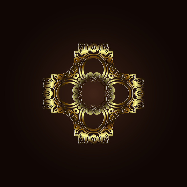 Golden ornament frame in Victorian style on a dark background. Element for design. - Вектор, зображення