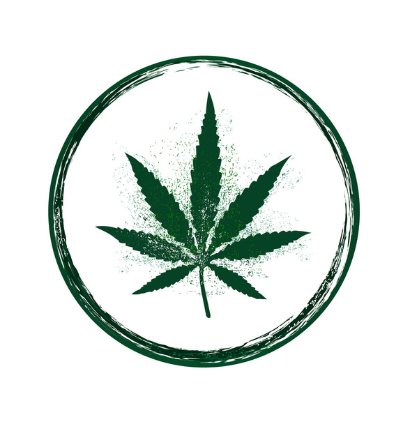 feuille de cannabis, sceau, timbre avec textures et cadre grunge
 - Vecteur, image