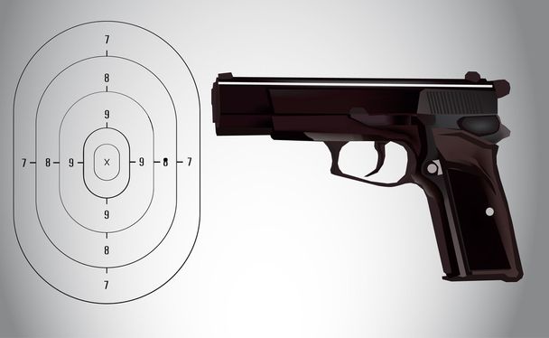 векторная иллюстрация для пистолета и цели
 - Вектор,изображение