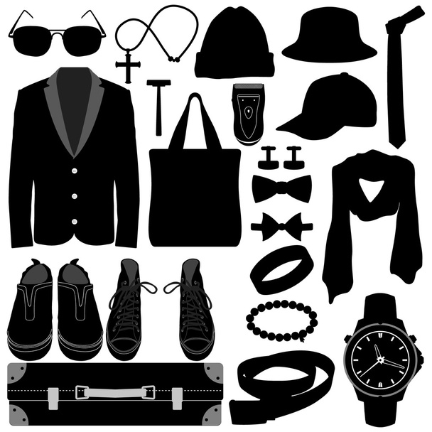 Mann männliche Kleidung tragen Accessoires Mode-Design - Vektor, Bild