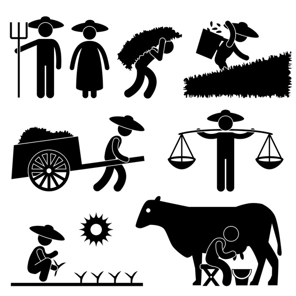 boer bedrijfsmedewerker landbouw platteland dorp landbouw pictogram symbool teken pictogram - Vector, afbeelding