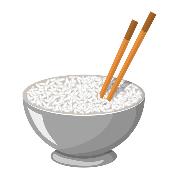 Ilustração vetorial de uma tigela de arroz e pauzinho
 - Vetor, Imagem