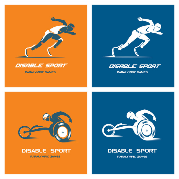 Set of logos, signs. Athletes with a disability. Paralympic games - Vector, Image