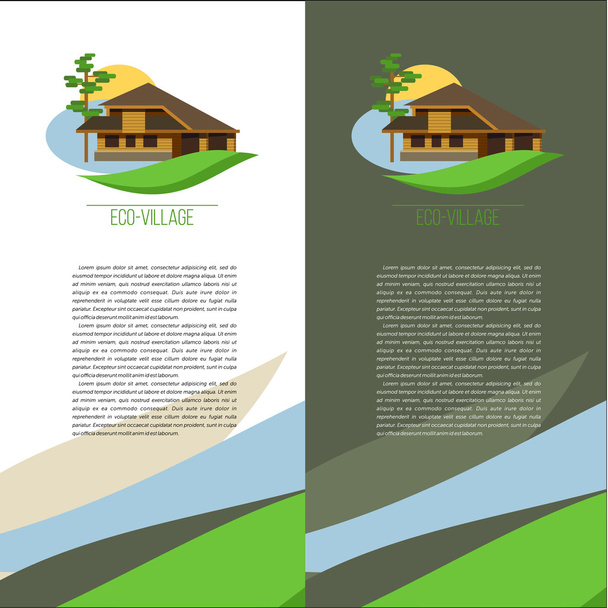 Set of vector posters with the logo of ECO-villages, ECO-house. Brand style. Suburban real estate. - Vector, Image