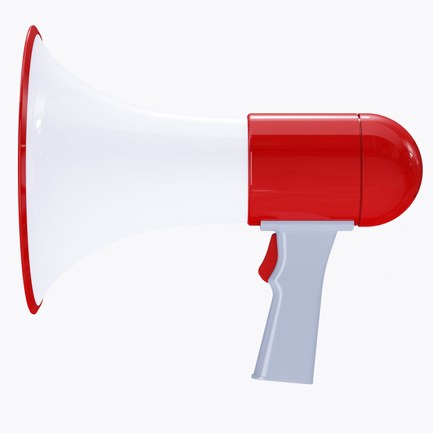 Red megaphone with red button - Foto, imagen
