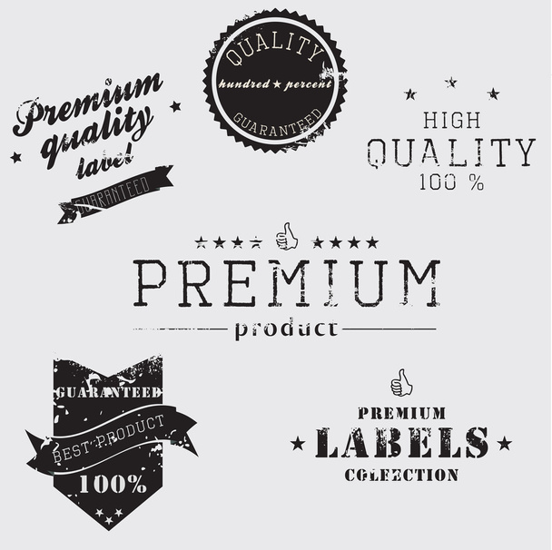 Vintage Premium Quality and Guarantee Label collection with grun - Διάνυσμα, εικόνα