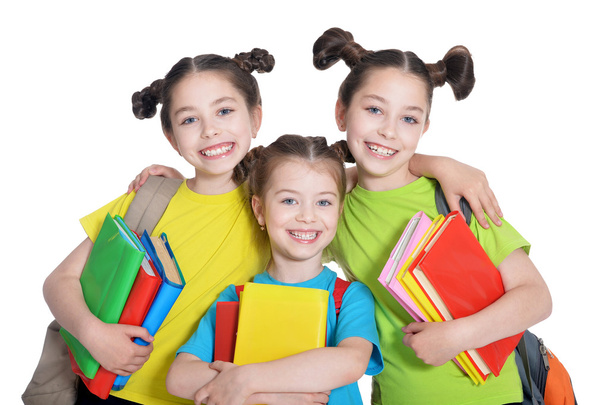 cute little girls with book  - Фото, изображение