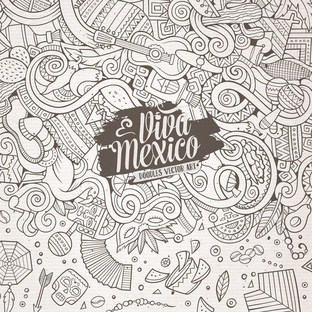 Desenhos animados desenhados à mão doodles quadro latino-americano - Vetor, Imagem
