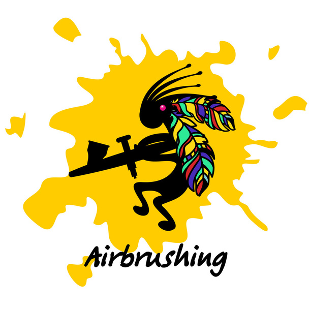 Airbrush. The artist airbrushing. Vector icon, emblem, logo airbrushing - Vector, Image