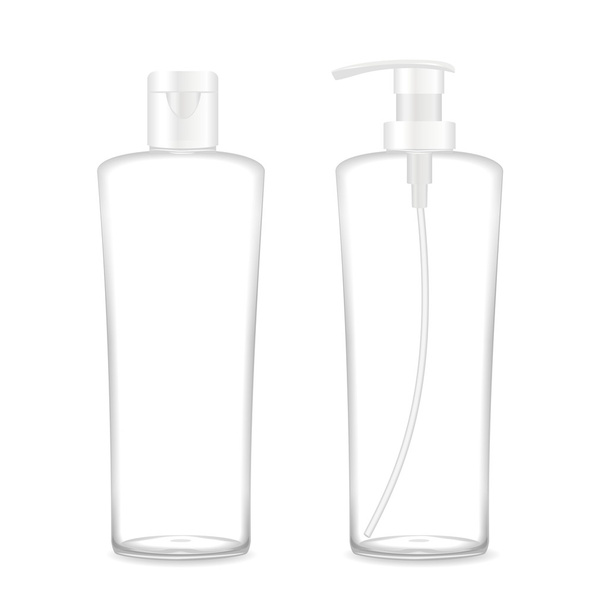 Two transparent cosmetic bottles - Vector, afbeelding