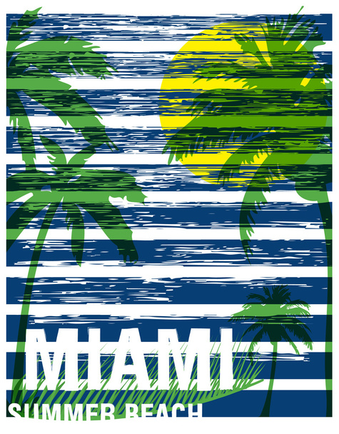 Miami summer tee graphic design - Vector, Image