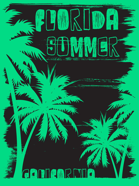Letní tričko grafický design florida Kalifornie - Vektor, obrázek