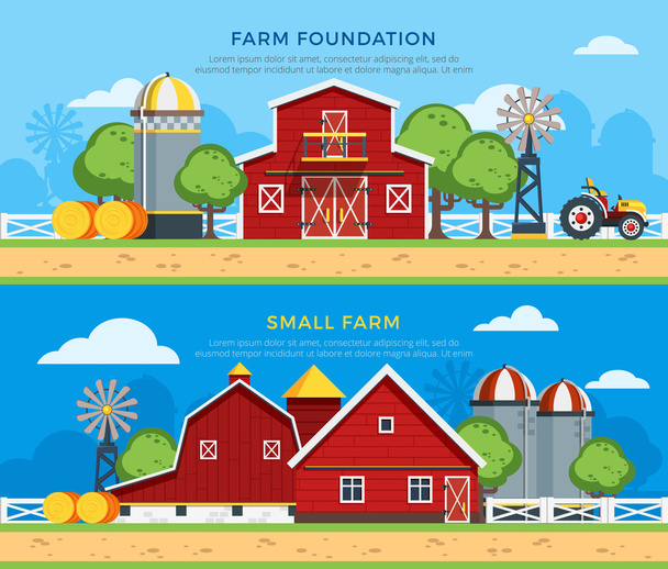 Δύο οριζόντια πανό Farm - Διάνυσμα, εικόνα