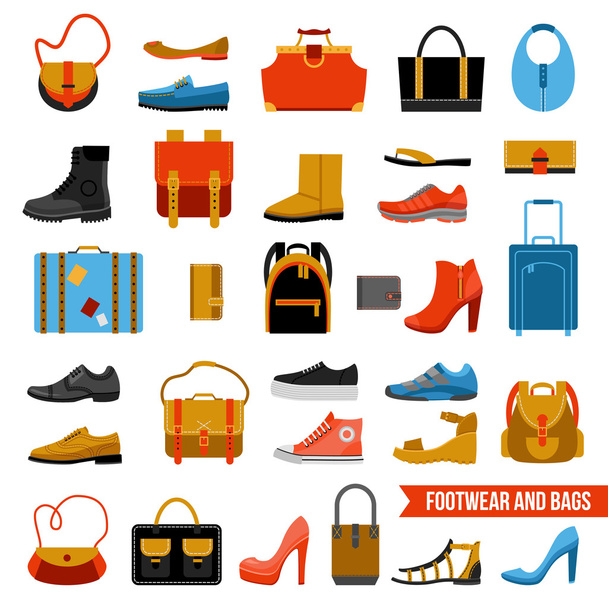 Fashion Footwear And Bags Set - Vector, Image