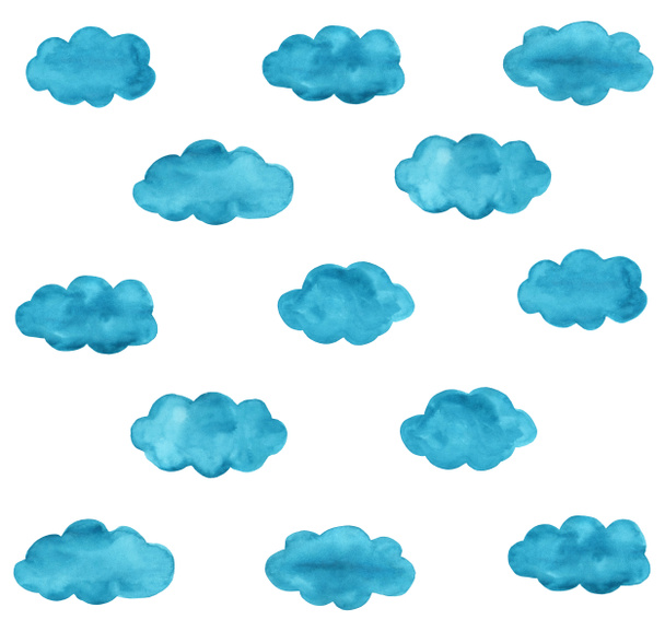 Blue watercolor clouds pattern - Photo, Image