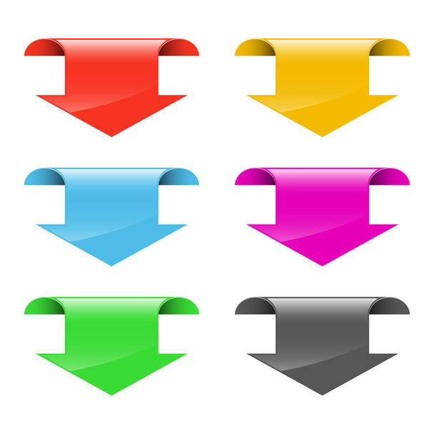 Colored bent arrow set - Vetor, Imagem