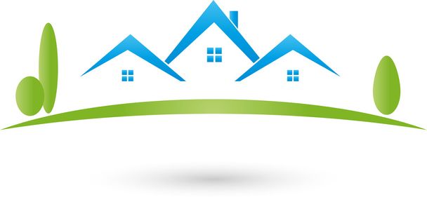 Logo, Immobilien, Haus, Wiese - Vektör, Görsel