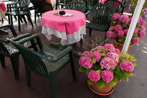 Outdoor Table And Flowers - Photo, Image
