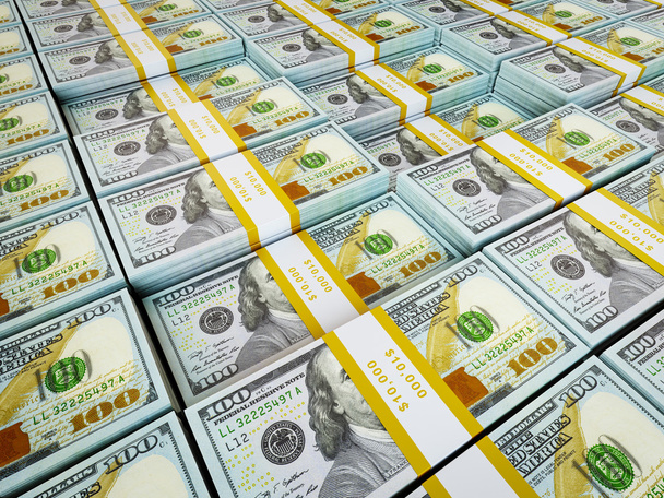 Background - rows of US dollars bundles - Photo, Image