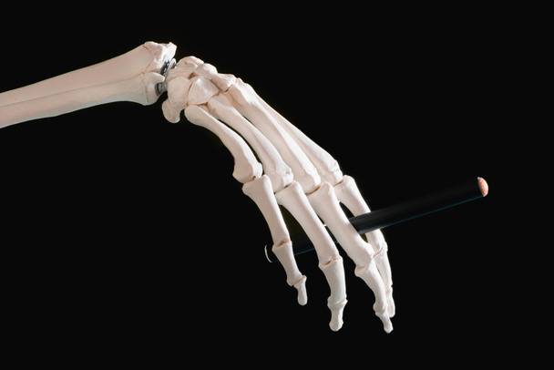 Esqueleto mano con cigarrillo
 - Foto, Imagen
