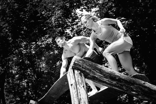 pár CrossFit átmenés próba fitness  - Fotó, kép