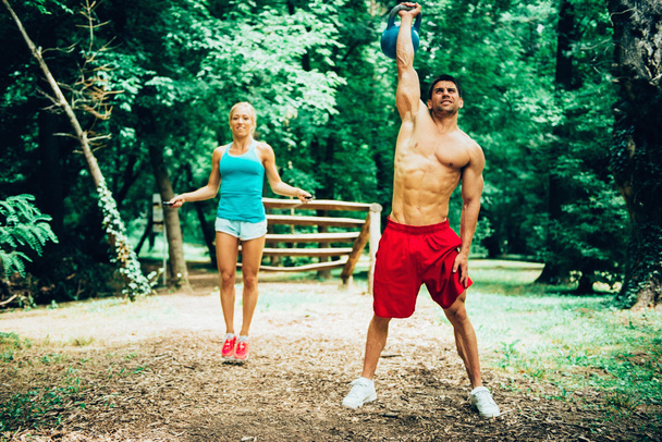 Fitness couple exercising - Photo, Image