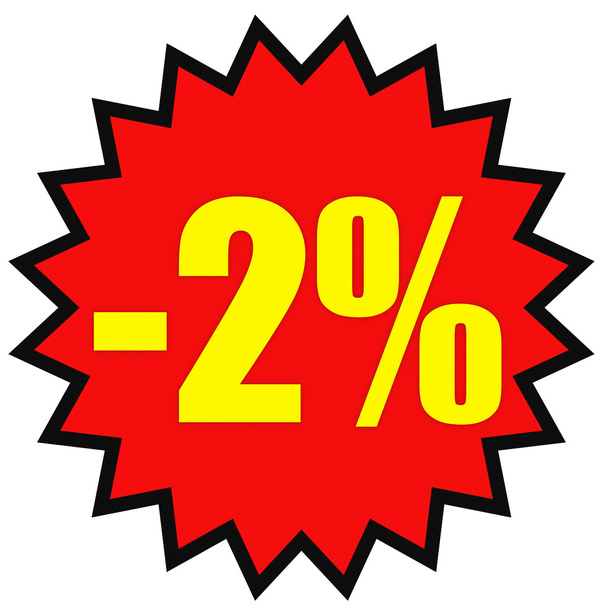 Discount 2 percent off. 3D illustration on white background. - Fotoğraf, Görsel
