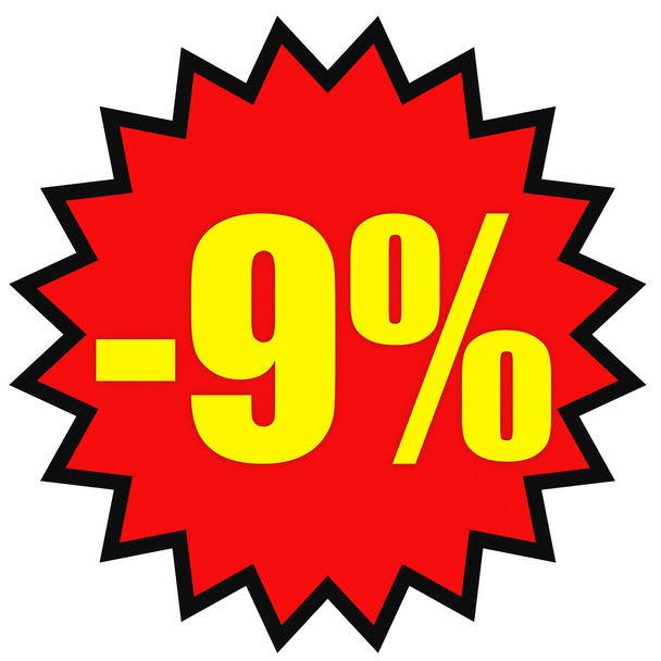 Discount 9 percent off. 3D illustration on white background. - Fotografie, Obrázek