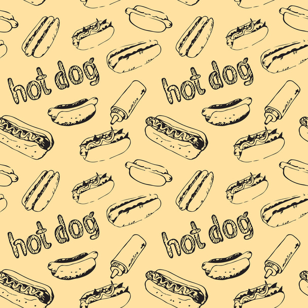 Modello senza soluzione di continuità con hot dog
 - Vettoriali, immagini