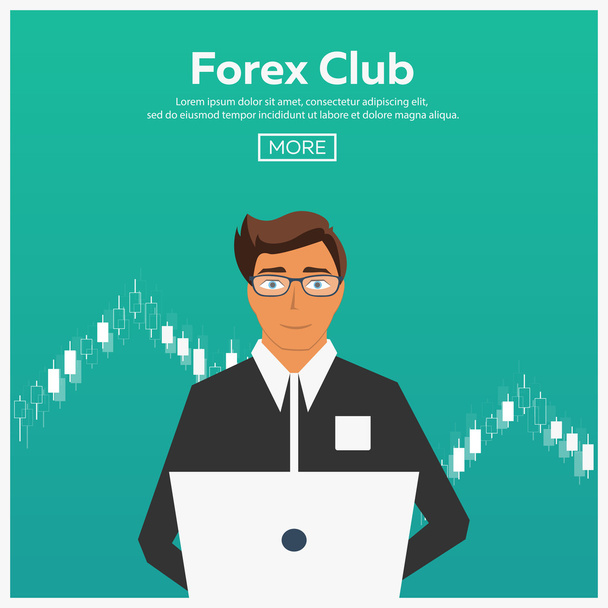 Forex market, trading. Forex club. Online trading. Technologies in business and trading. Artificial intelligence. Equity market. Business management. Modern flat design - Διάνυσμα, εικόνα