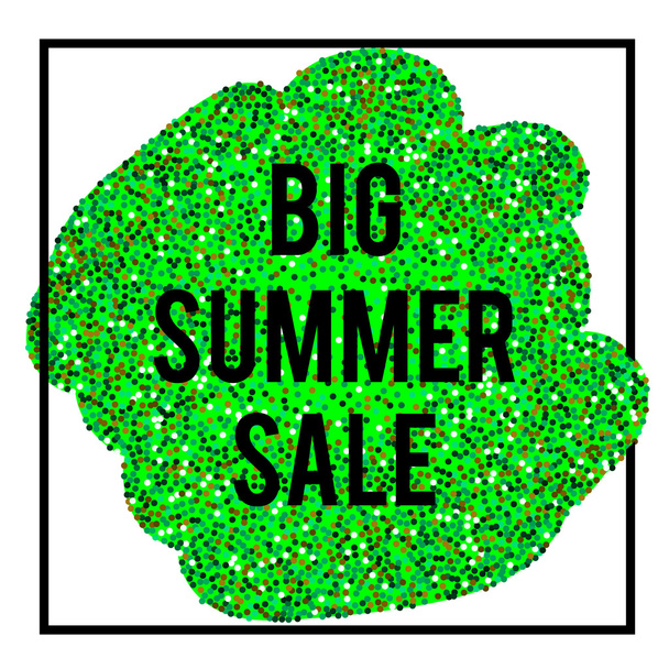 Summer Sale banner in frame on green glittering background - Wektor, obraz