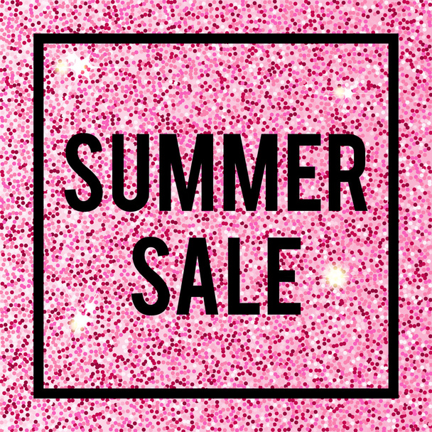 Summer Sale banner in frame on pink glittering background - Wektor, obraz