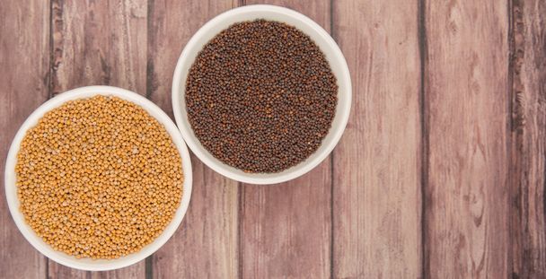 Yellow and brown mustard seeds - Photo, Image