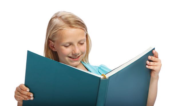 Little Girl Reading a Big Book - Foto, imagen