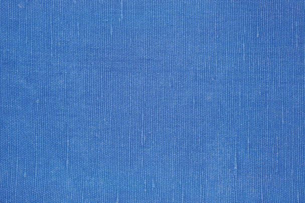 Natural Bright Blue Flax Fiber Linen Texture, Detailed Macro Closeup, Rustic Crumpled Vintage Textured Fabric Burlap Canvas Pattern, Horizontal Rough Background Copy Space - Φωτογραφία, εικόνα