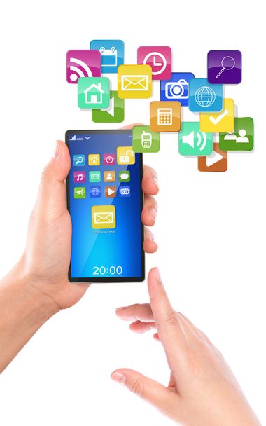 Mobile phone with colorful application icons - Photo, Image