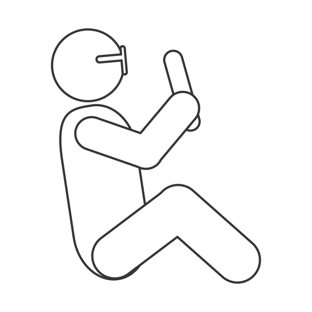 άτομο που κάθεται κάτω από το εικονίδιο εικονόγραμμα - Διάνυσμα, εικόνα