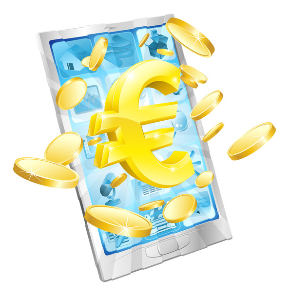 Euro money phone concept - Vektori, kuva