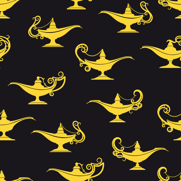Black and yellow magic lamps pattern - Vektor, Bild