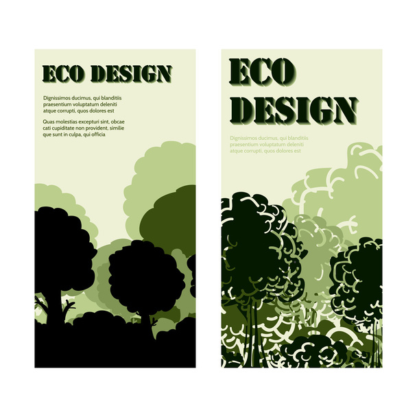 Eco design banners with forest - Vektör, Görsel