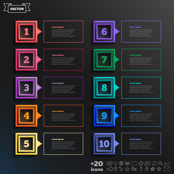 Vector infographic design list with colorful square. - Wektor, obraz