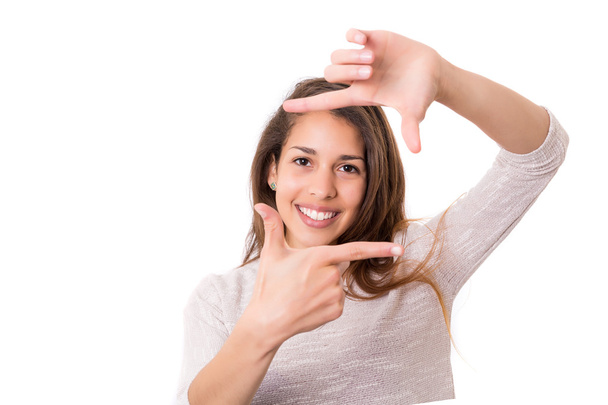 жінка робить жест ключа кадрування
  - Фото, зображення