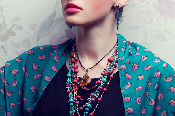 Exotic beauty concept. Beautiful young woman with bright make-up - Valokuva, kuva