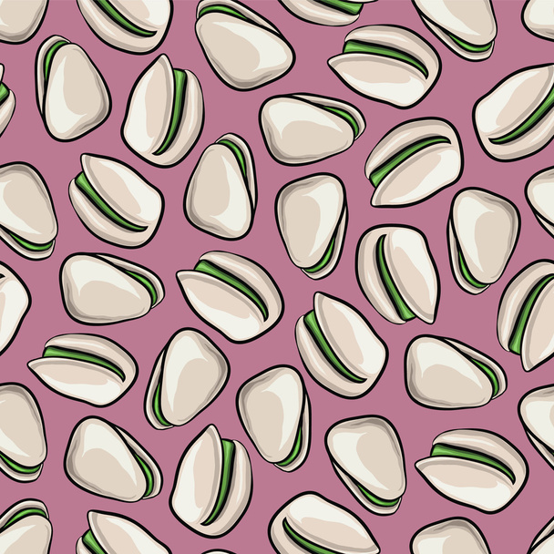 Vector seamless Pistachios pattern. Engraved collection. - Vector, Image