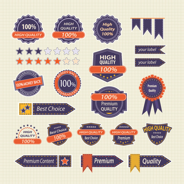 Set of Retro Quality Labels Badges - Vector, Image